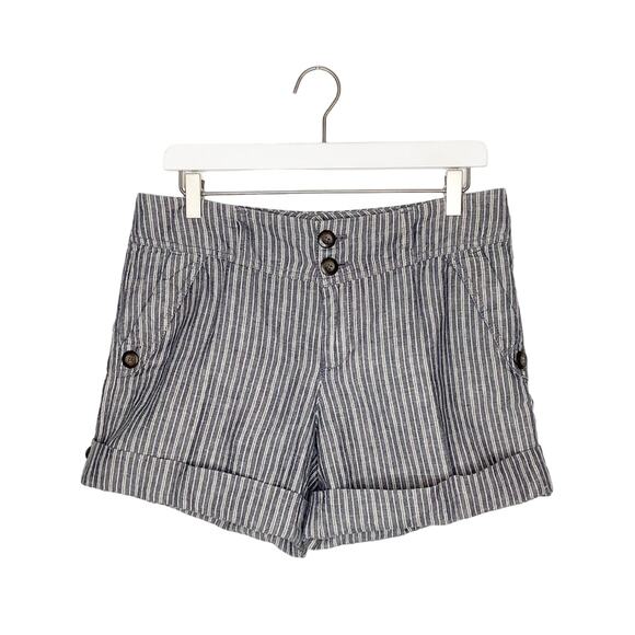 Gap Blue And White Striped Linen Blend Shorts 8 - Picture 1 of 5